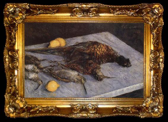 framed  Gustave Caillebotte Some pheasant and woodcock on the marble, ta009-2